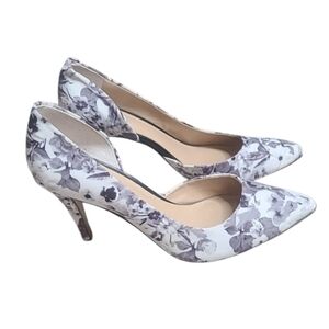 Vince Camuto Gray, Black and White Floral Heels Pumps